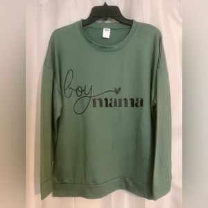 DIGIPRINT APPAREL Boy Mama Sage Green Crewneck Sweatshirt XL
